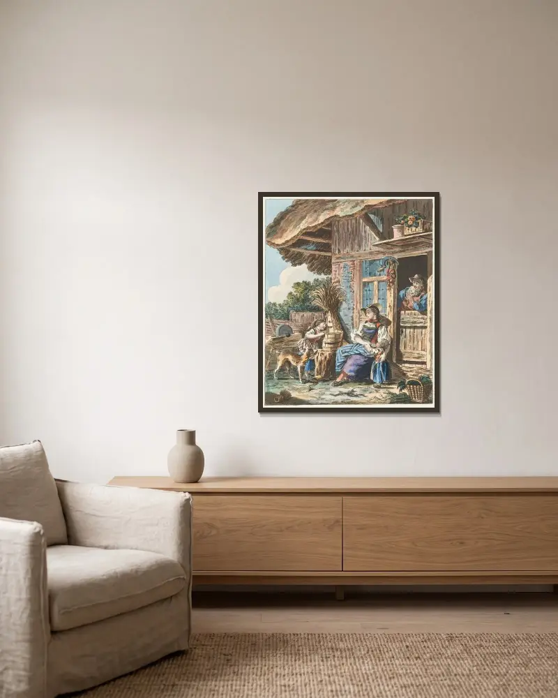 Vor dem Bauernhaus von Sigmund Freudenberger gerahmt an einer Wand