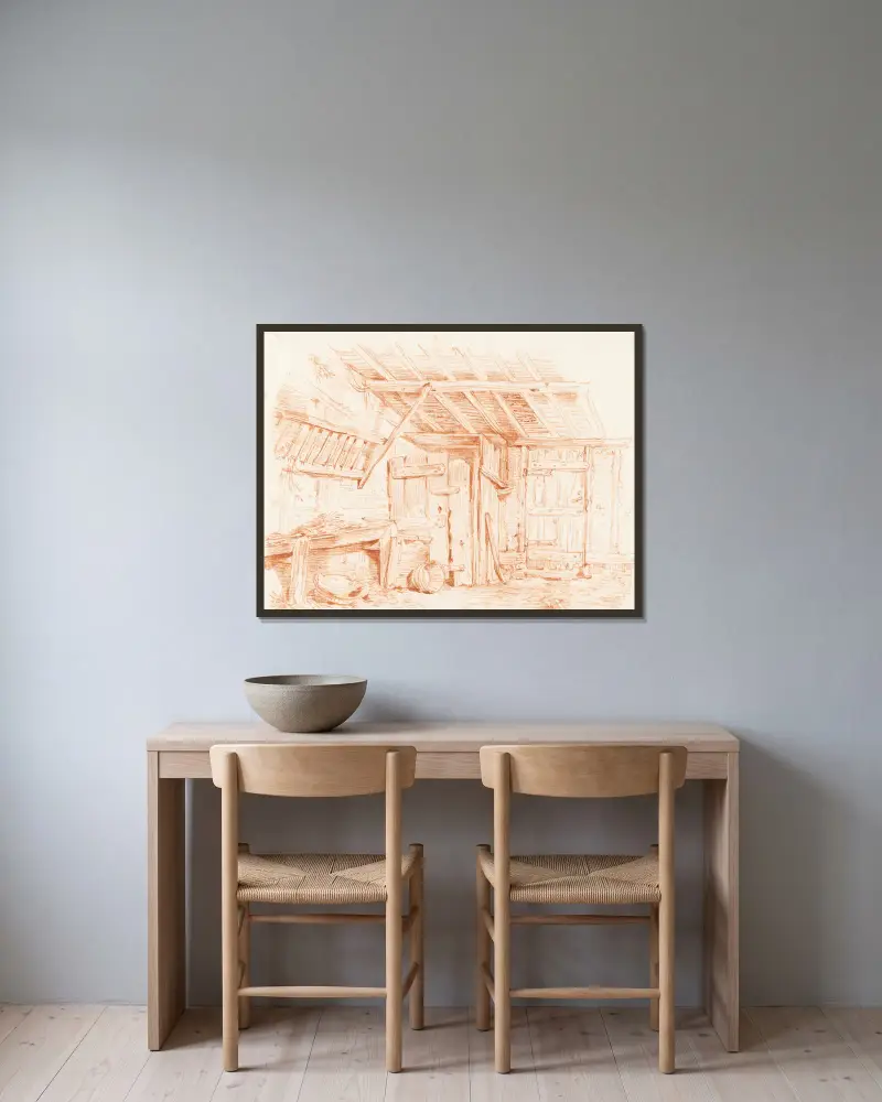 Vue d’intérieur d’une ferme av Sigmund Freudenberger inramad på en vägg