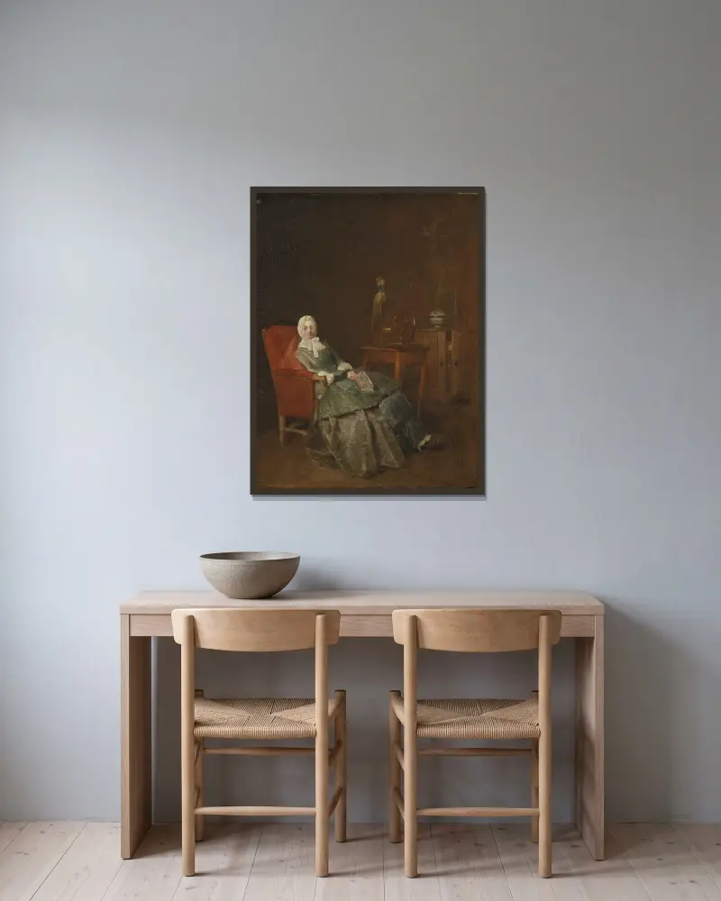 Häusliche Freuden von Jean Siméon Chardin gerahmt an einer Wand