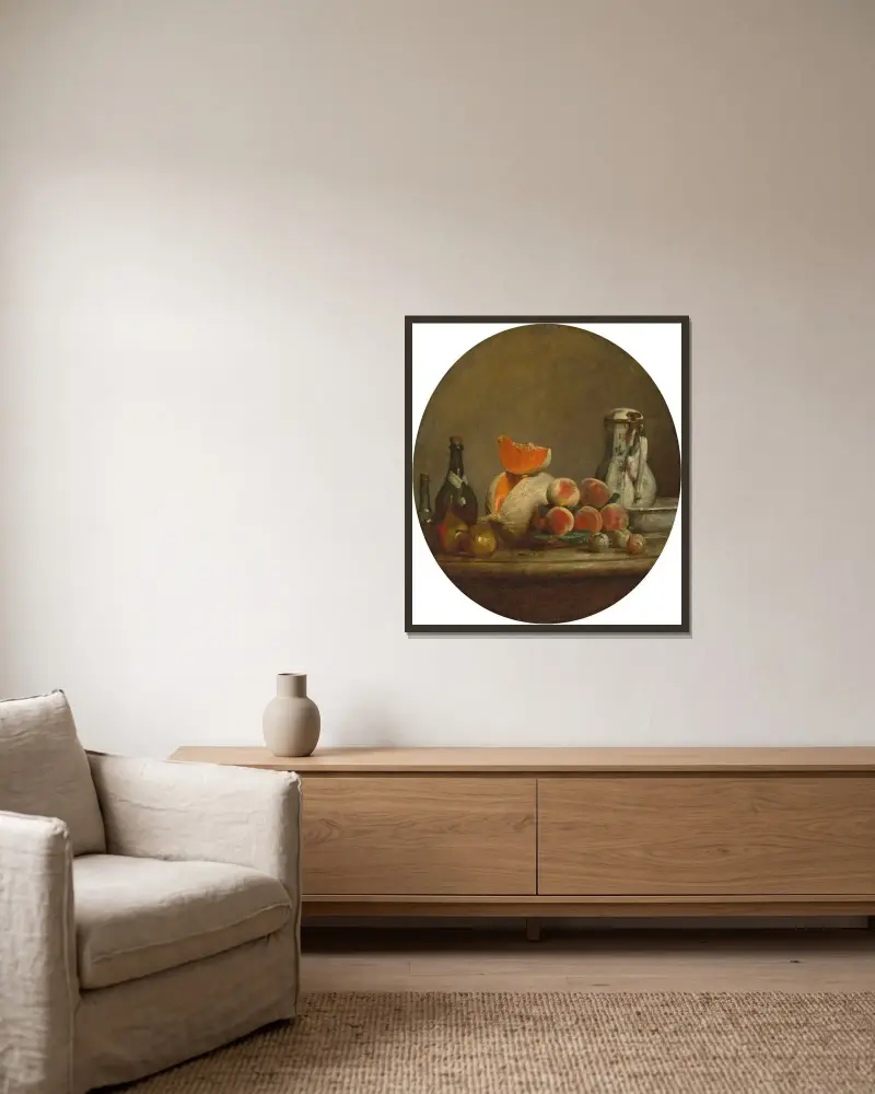 Melonen av Jean Siméon Chardin inramad på en vägg