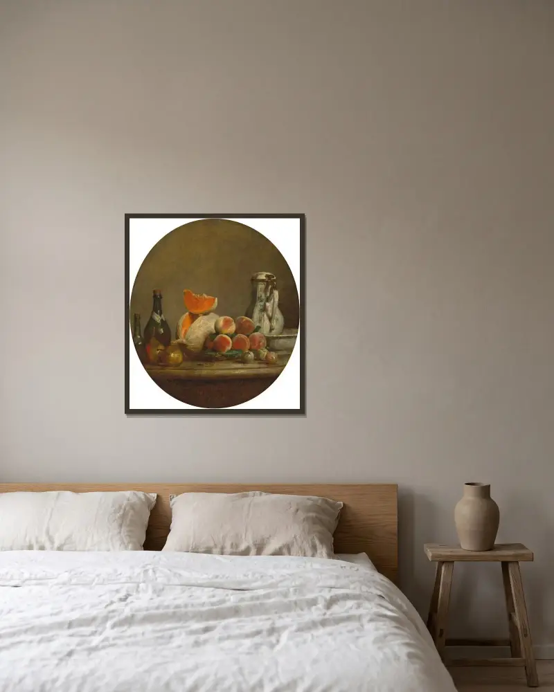 Melonen av Jean Siméon Chardin inramad på en vägg