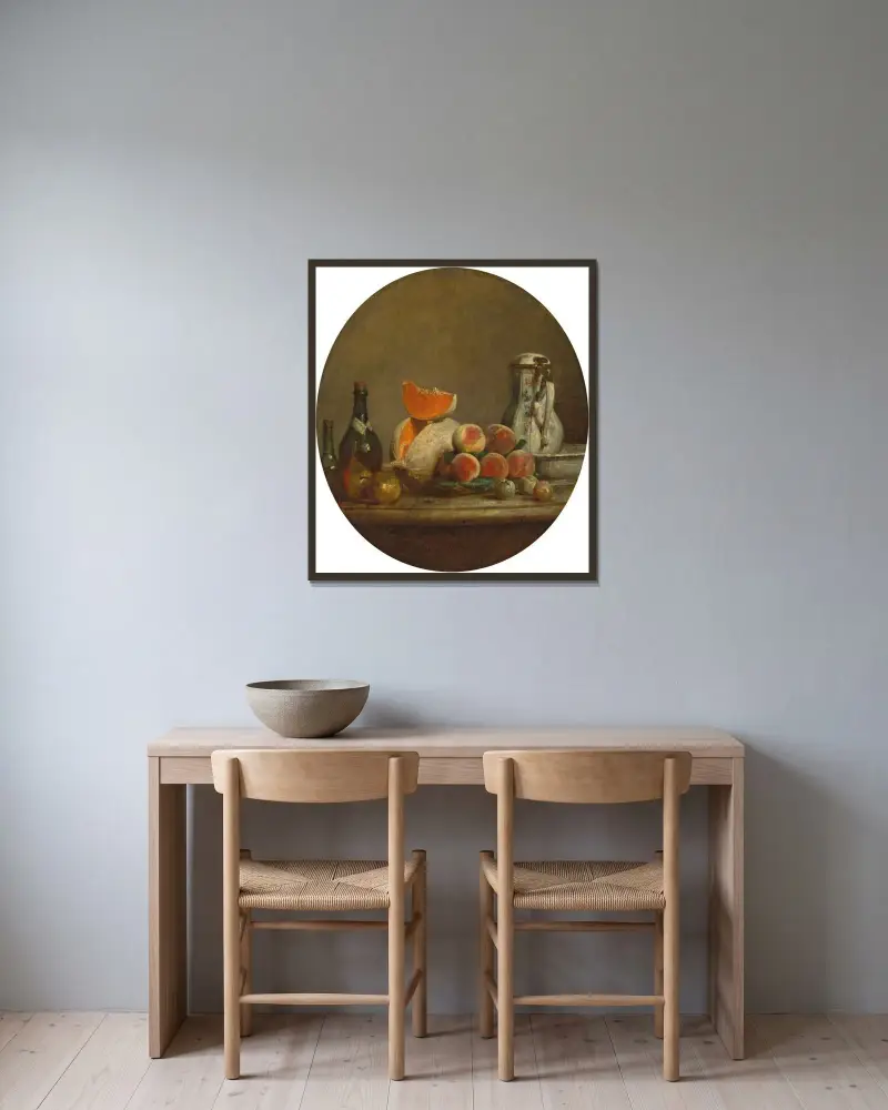 Melonen av Jean Siméon Chardin inramad på en vägg