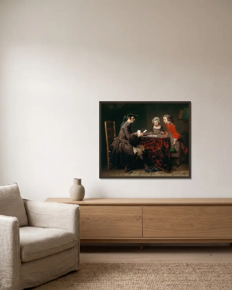 Korttrick av Jean Siméon Chardin inramad på en vägg