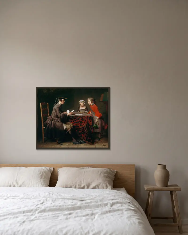 Korttrick av Jean Siméon Chardin inramad på en vägg