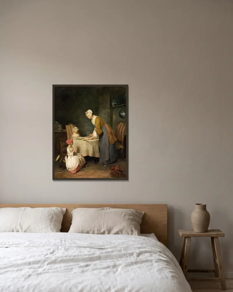 Bordsbönen av Jean Siméon Chardin inramad på en vägg