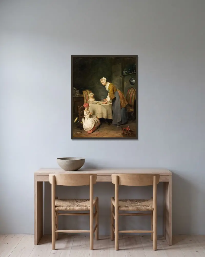 Bordsbönen av Jean Siméon Chardin inramad på en vägg