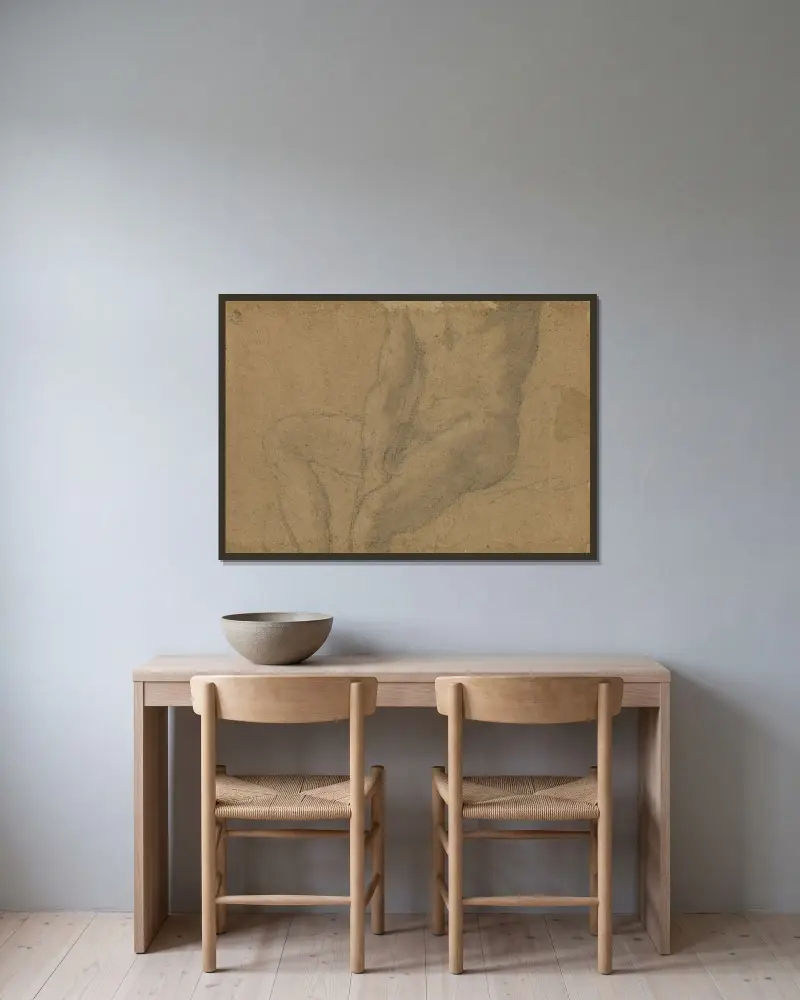 Studie av manlig nakenmodell av Jean Siméon Chardin inramad på en vägg