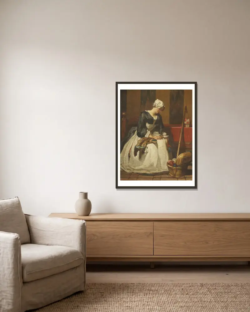Vysívačka, Jean Siméon Chardin v rámu na stěně