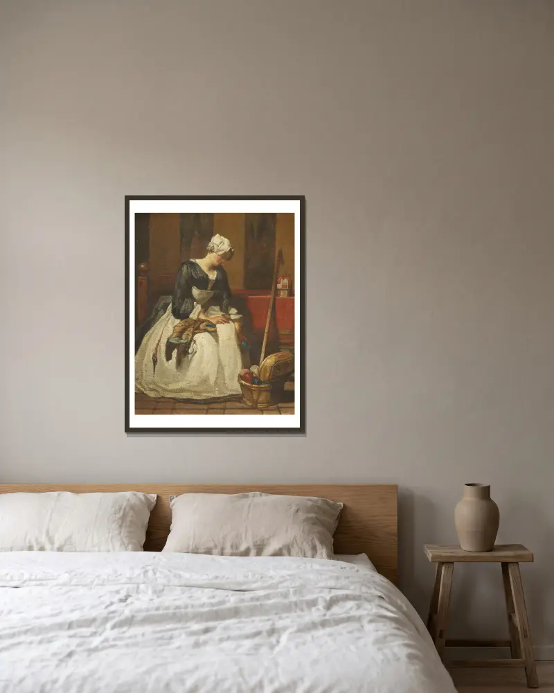 Vysívačka, Jean Siméon Chardin v rámu na stěně