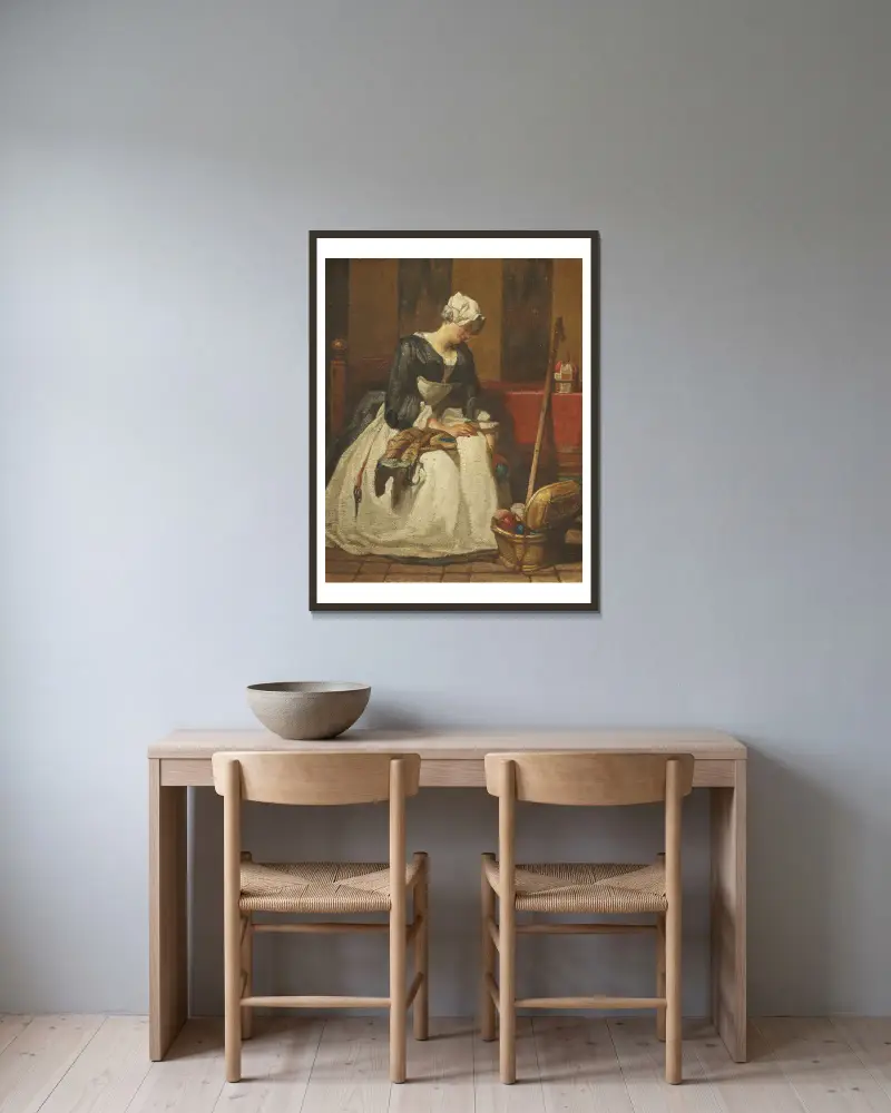Vysívačka, Jean Siméon Chardin v rámu na stěně