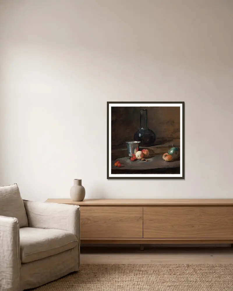 Stříbrný pohár, Jean Siméon Chardin v rámu na stěně