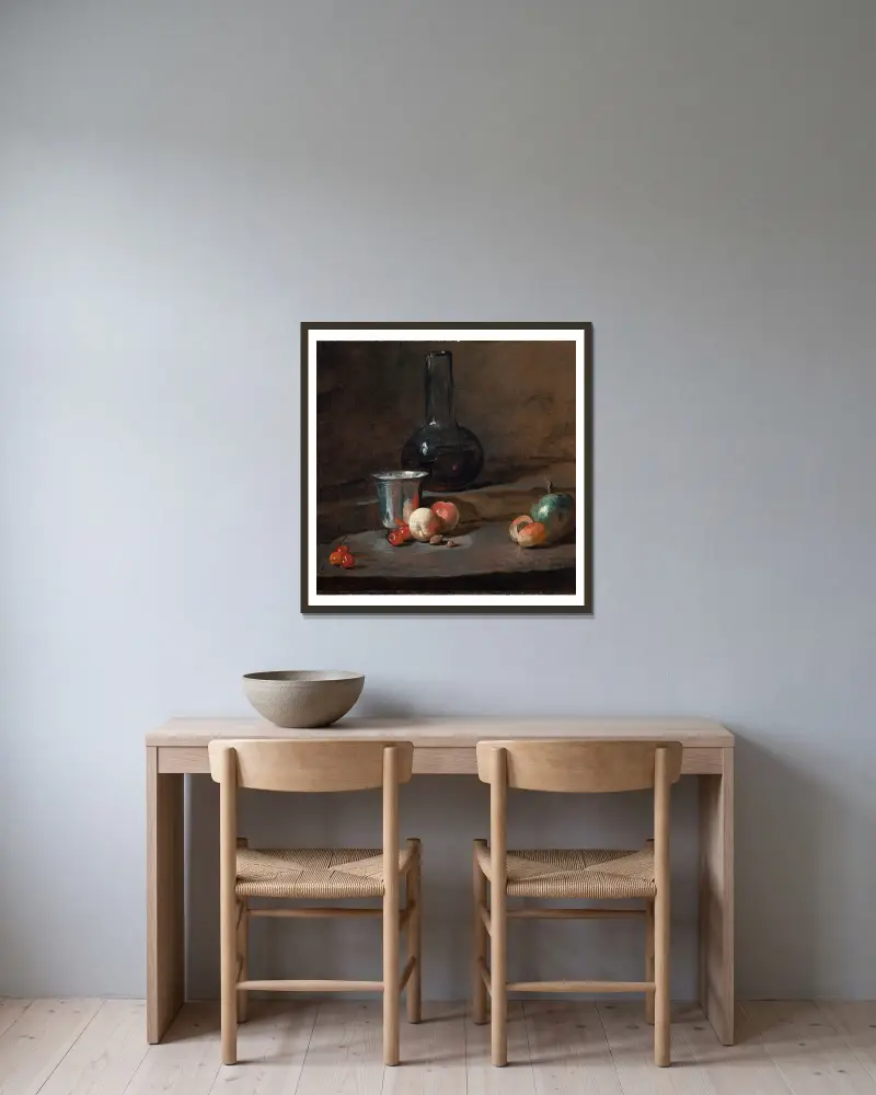 Stříbrný pohár, Jean Siméon Chardin v rámu na stěně