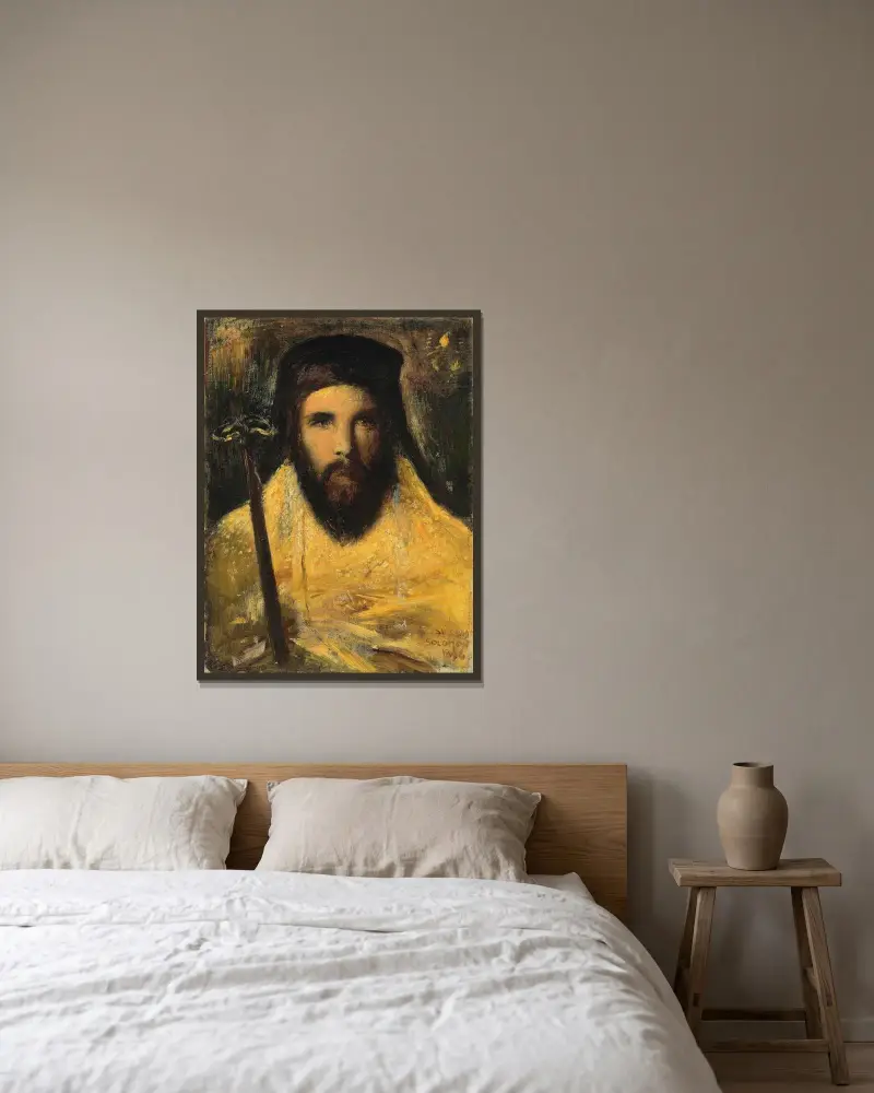 En grekisk archimandrit av Simeon Solomon inramad på en vägg