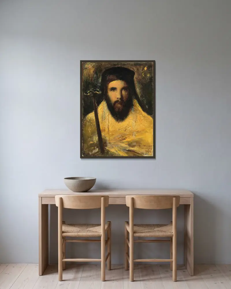 En grekisk archimandrit av Simeon Solomon inramad på en vägg