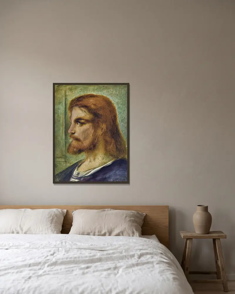 Head Of Christ av Simeon Solomon inramad på en vägg