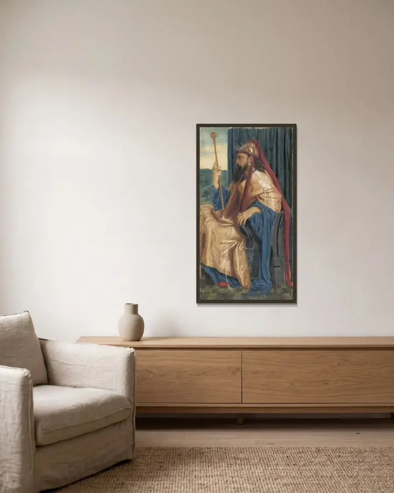 Kung Salomo av Simeon Solomon inramad på en vägg