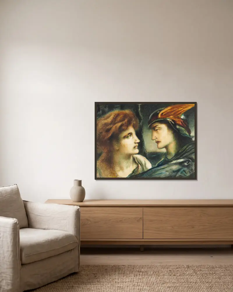 Mercury And Proserpina av Simeon Solomon inramad på en vägg