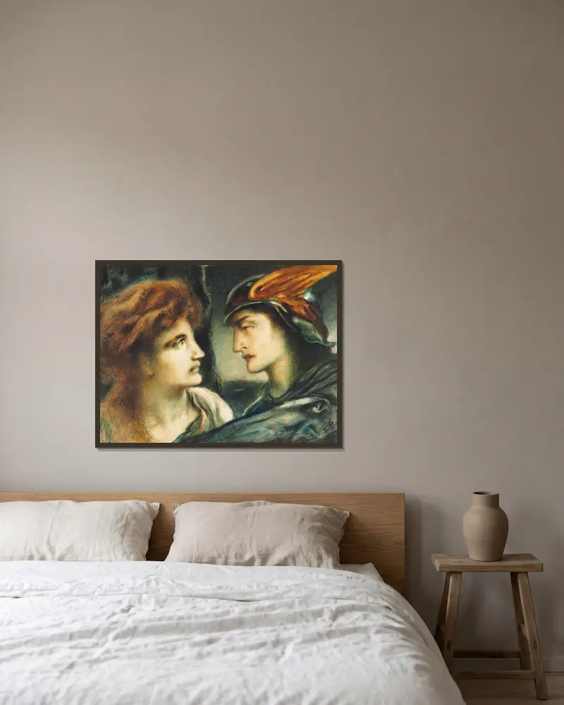 Mercury And Proserpina av Simeon Solomon inramad på en vägg