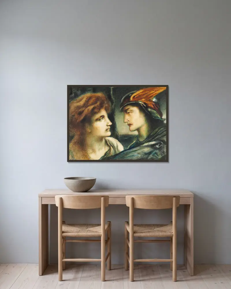 Mercury And Proserpina av Simeon Solomon inramad på en vägg