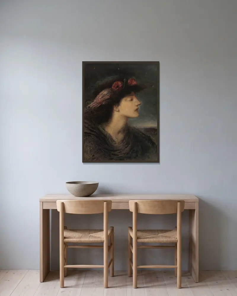 Noc, 1890, Simeon Solomon v rámu na stěně