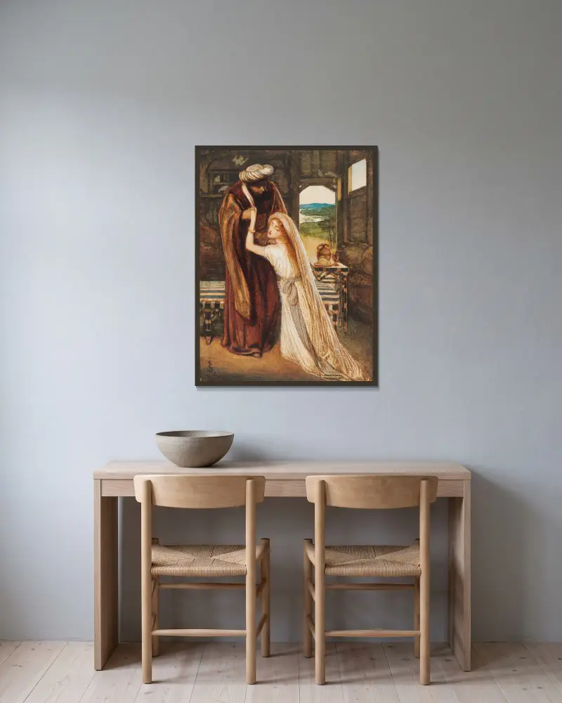 Ruth und Boas von Simeon Solomon gerahmt an einer Wand