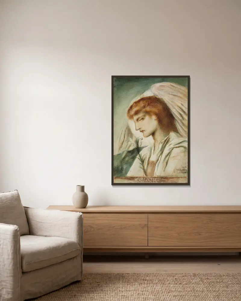 Der Erzengel Gabriel von Simeon Solomon gerahmt an einer Wand