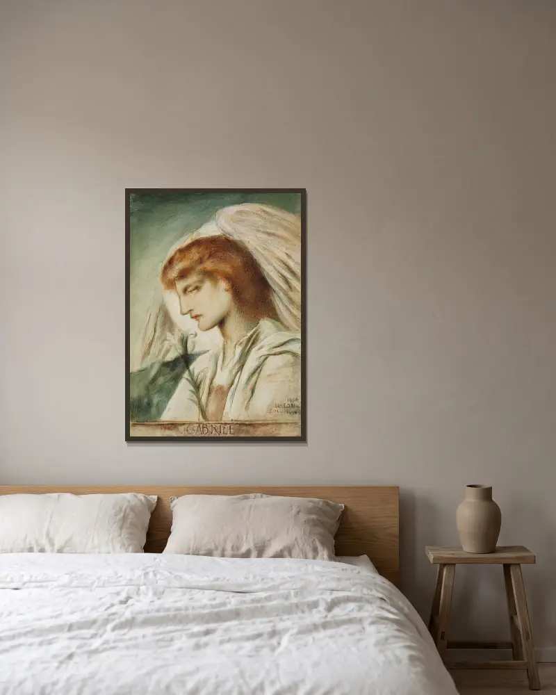 Der Erzengel Gabriel von Simeon Solomon gerahmt an einer Wand