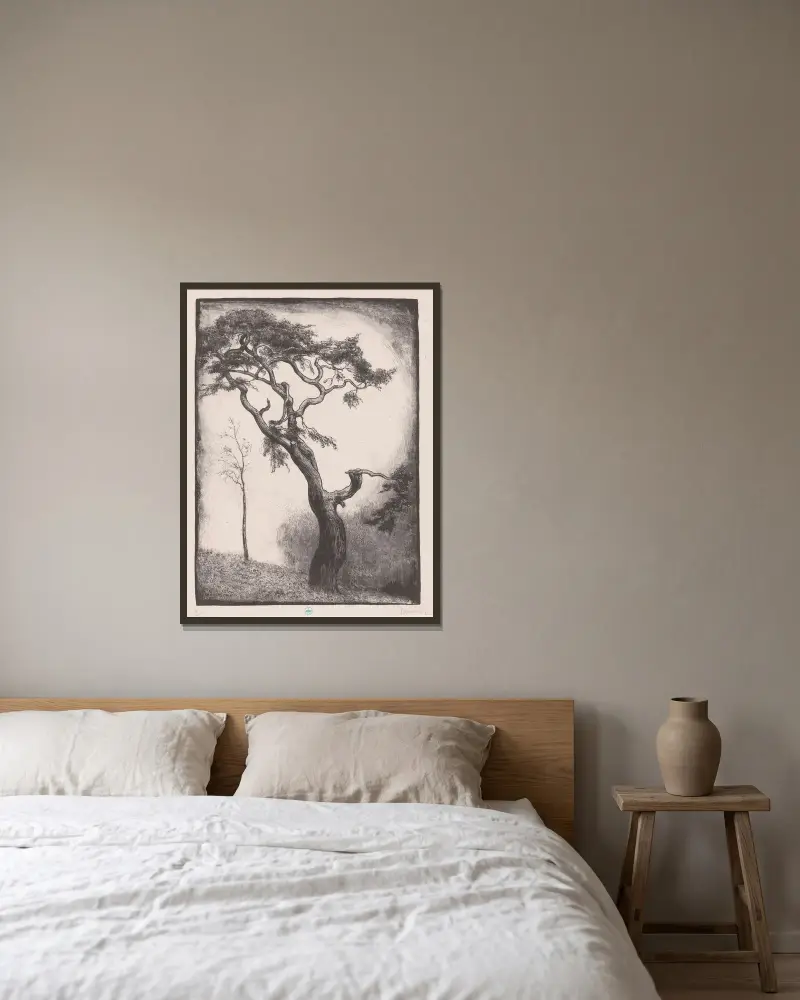 Dennenboom von Simon Moulijn gerahmt an einer Wand