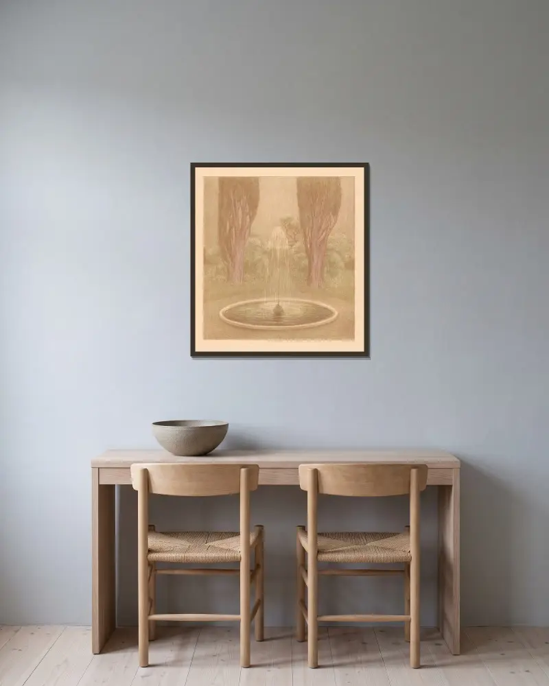 Fontäne von Simon Moulijn gerahmt an einer Wand