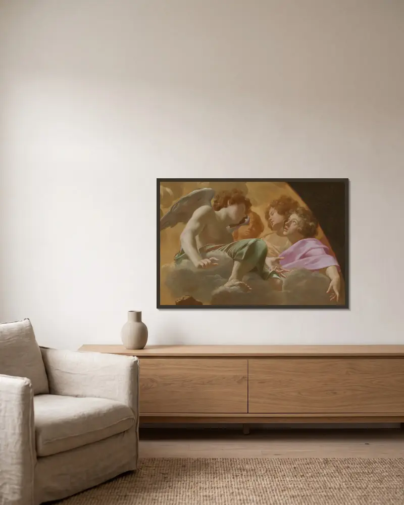 Model for Altarpiece in St. Peter’s, 1625 – nr 1 av Simon Vouet inramad på en vägg