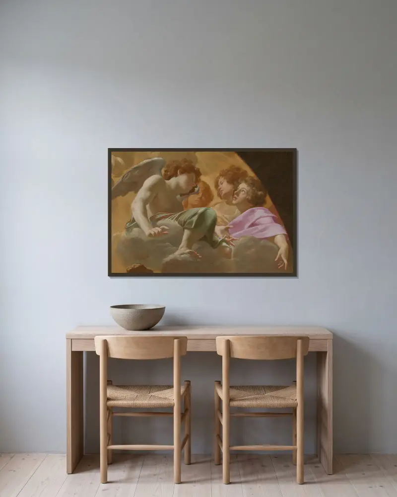 Model for Altarpiece in St. Peter’s, 1625 – nr 1 av Simon Vouet inramad på en vägg