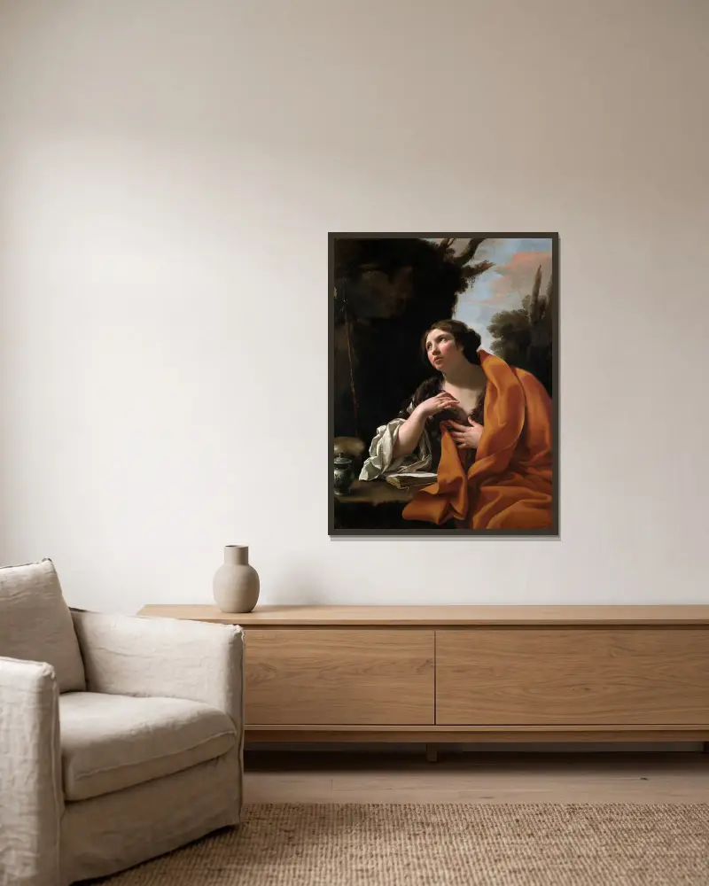Die heilige Maria Magdalena von Simon Vouet gerahmt an einer Wand