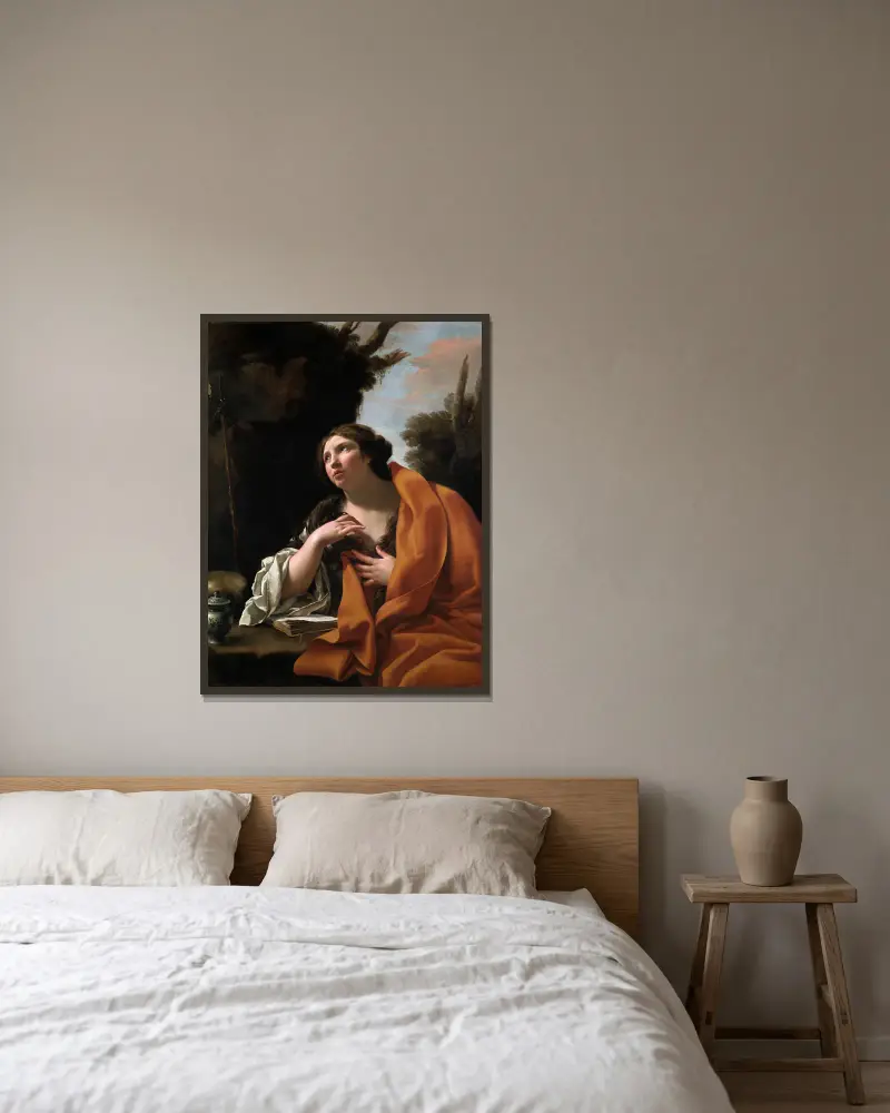 Die heilige Maria Magdalena von Simon Vouet gerahmt an einer Wand