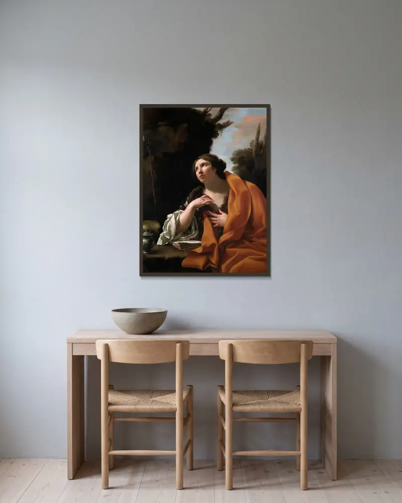 Die heilige Maria Magdalena von Simon Vouet gerahmt an einer Wand