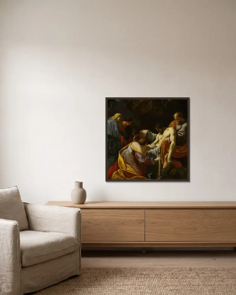 Die Grablegung von Simon Vouet gerahmt an einer Wand