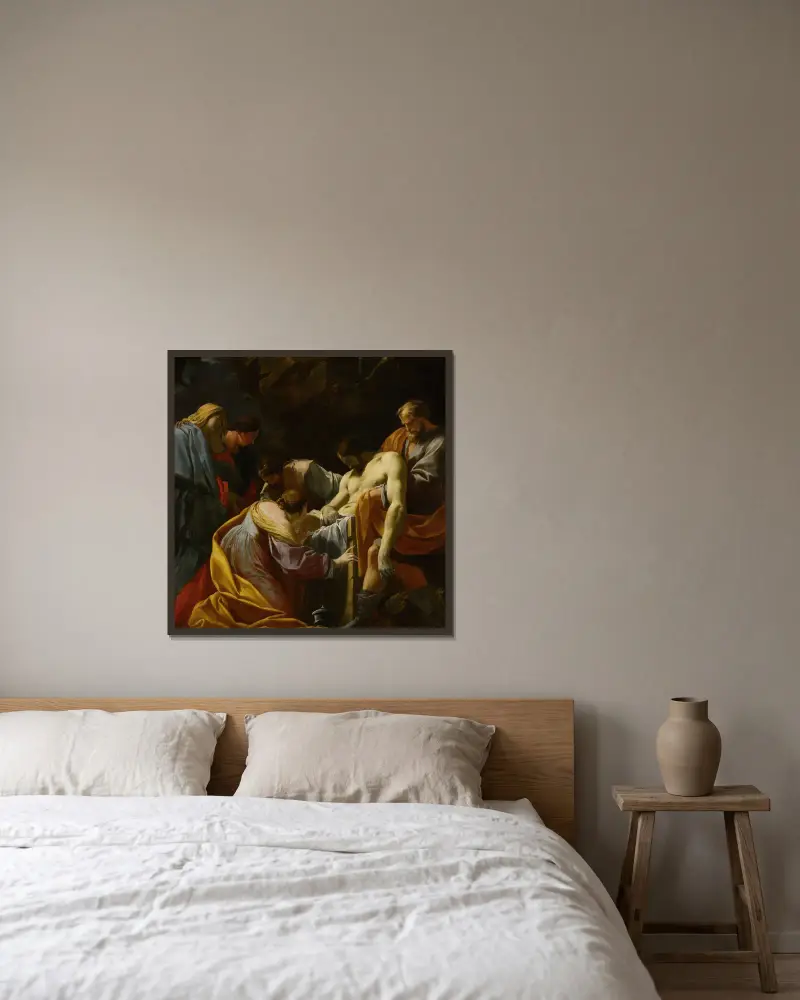 Die Grablegung von Simon Vouet gerahmt an einer Wand