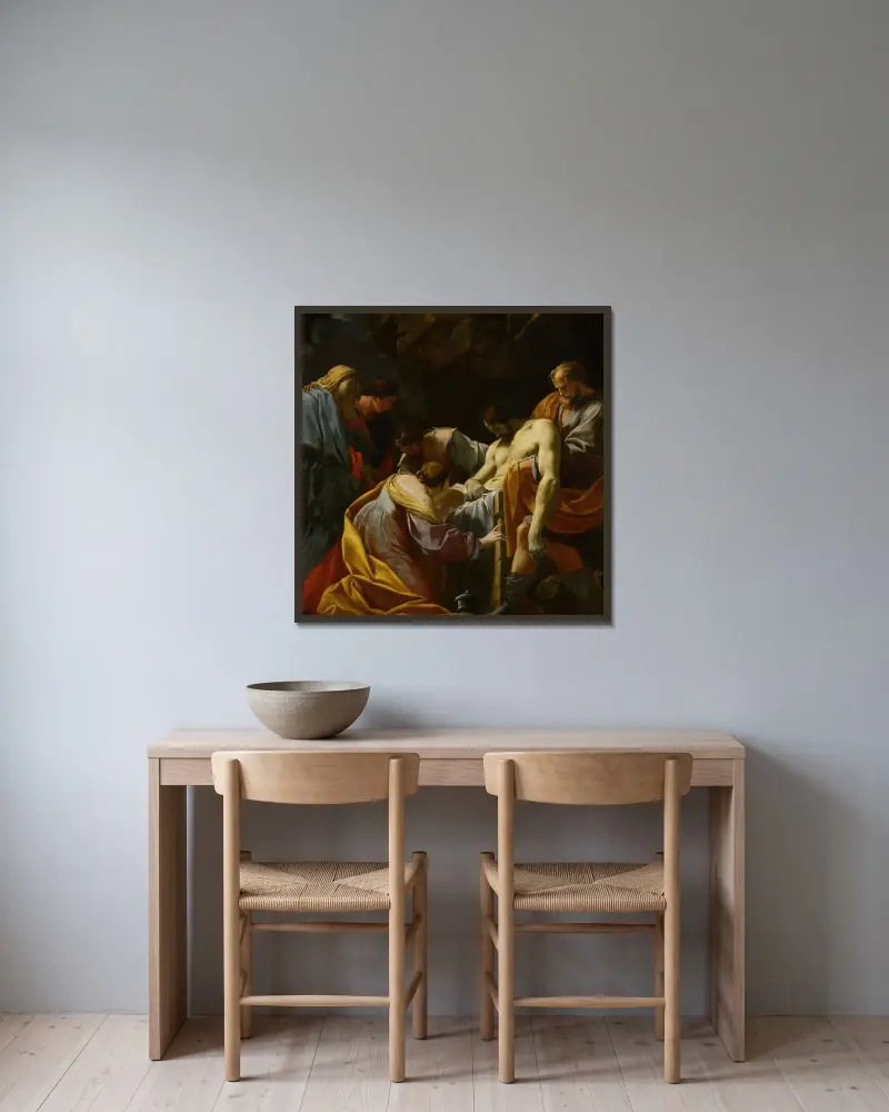 Die Grablegung von Simon Vouet gerahmt an einer Wand