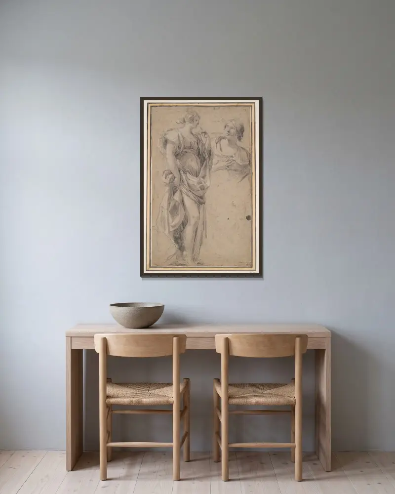 Dvě ženy, Simon Vouet v rámu na stěně