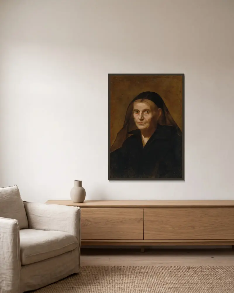 Portrait of a widow av Simone Cantarini inramad på en vägg