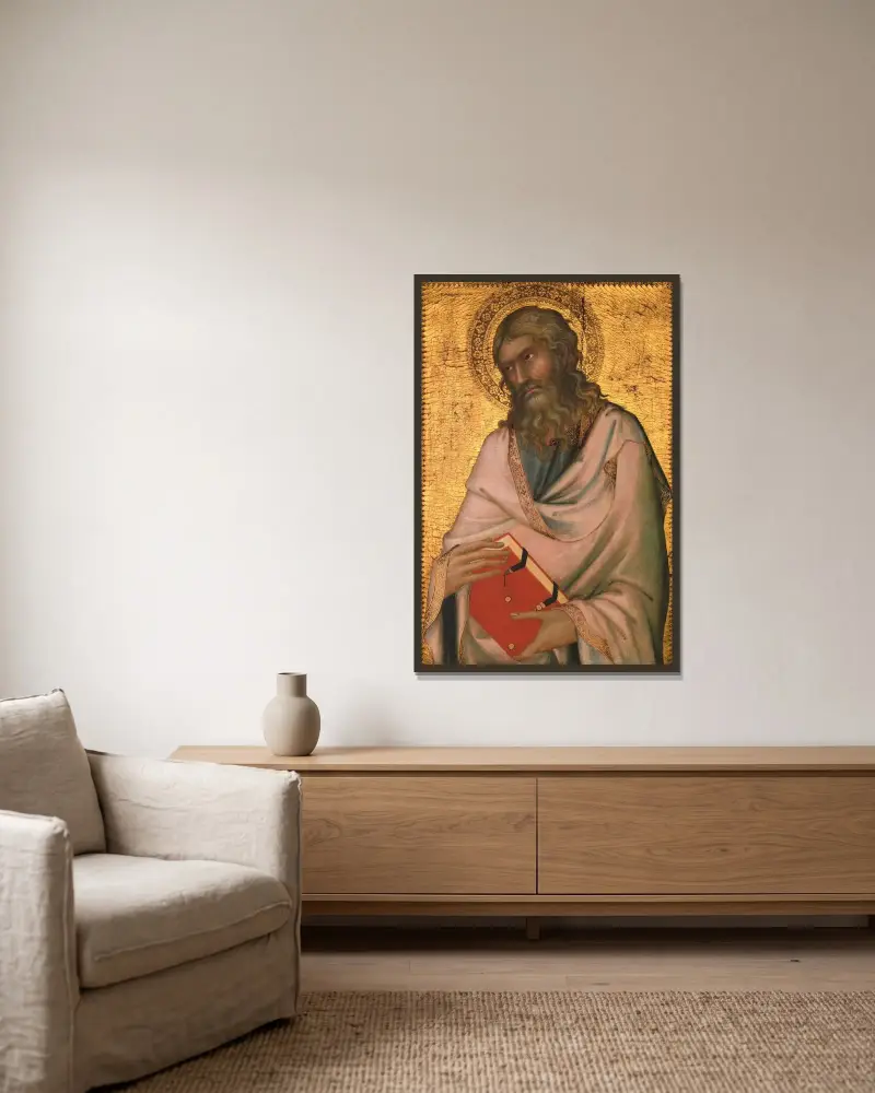 Saint Andrew av Simone Martini inramad på en vägg