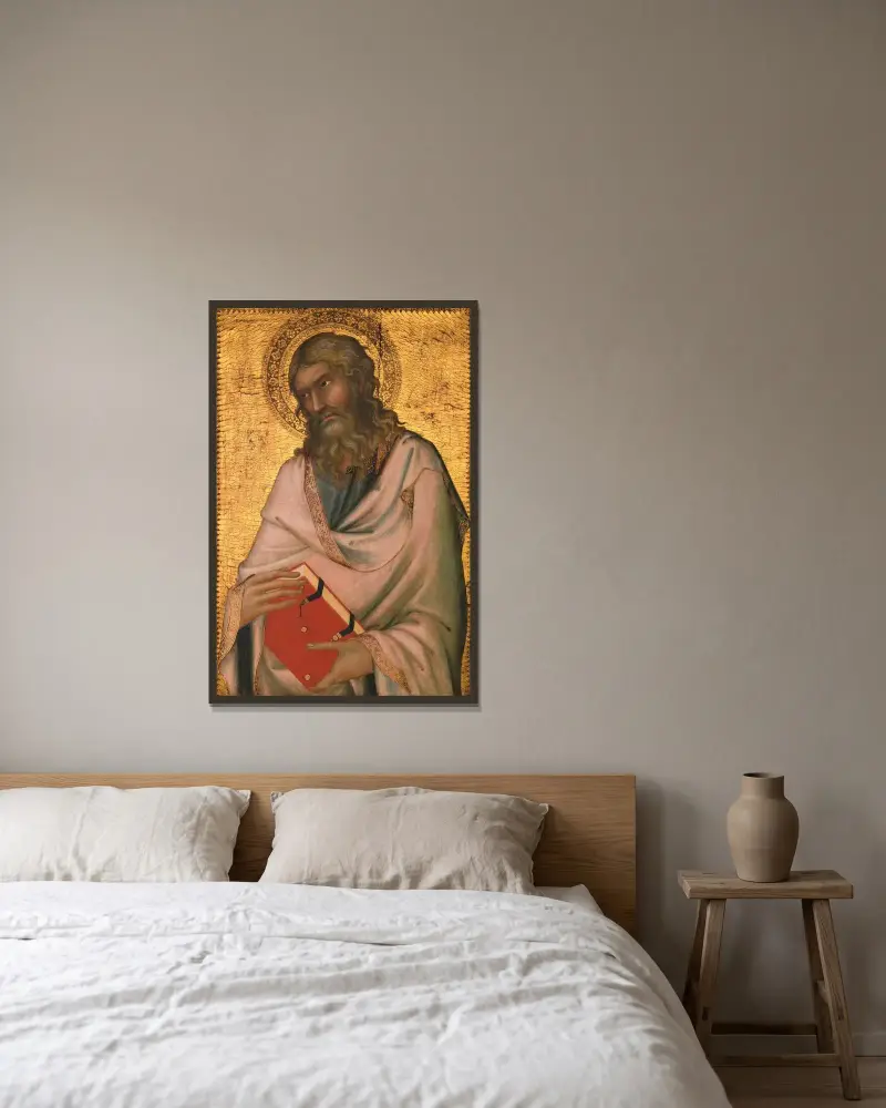 Saint Andrew av Simone Martini inramad på en vägg