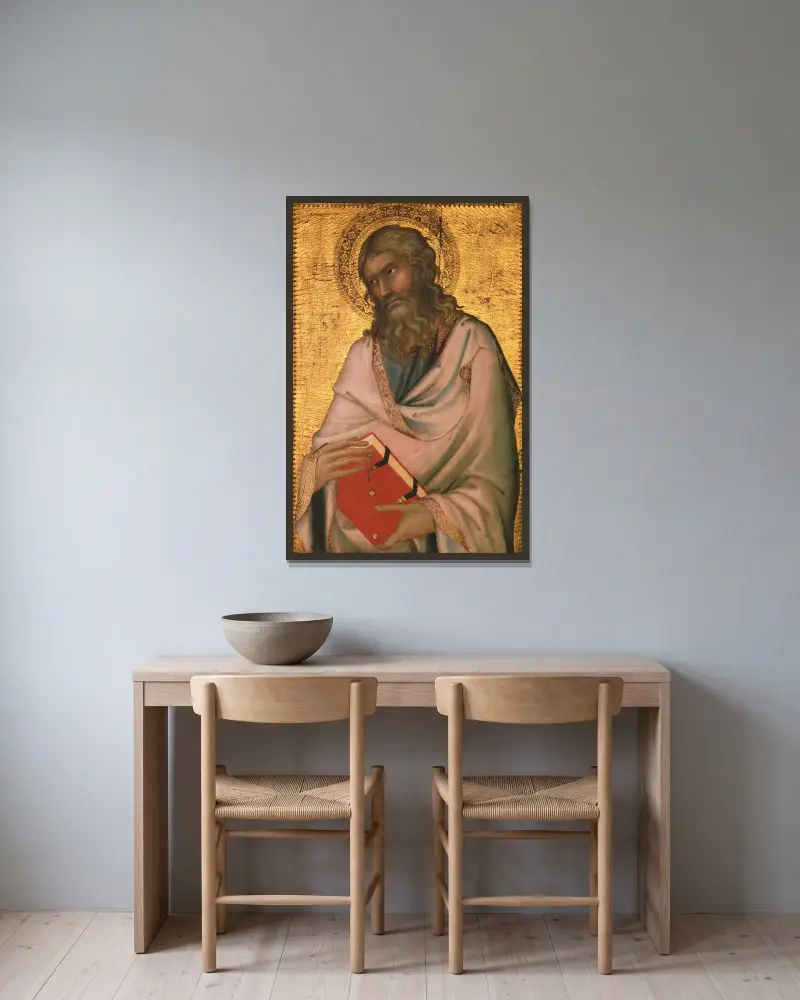 Saint Andrew av Simone Martini inramad på en vägg