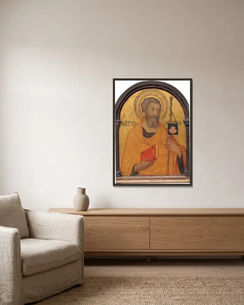 Sankt Jakob den äldre av Simone Martini inramad på en vägg