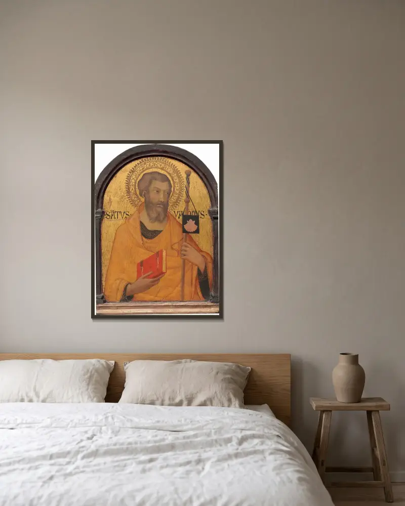 Sankt Jakob den äldre av Simone Martini inramad på en vägg