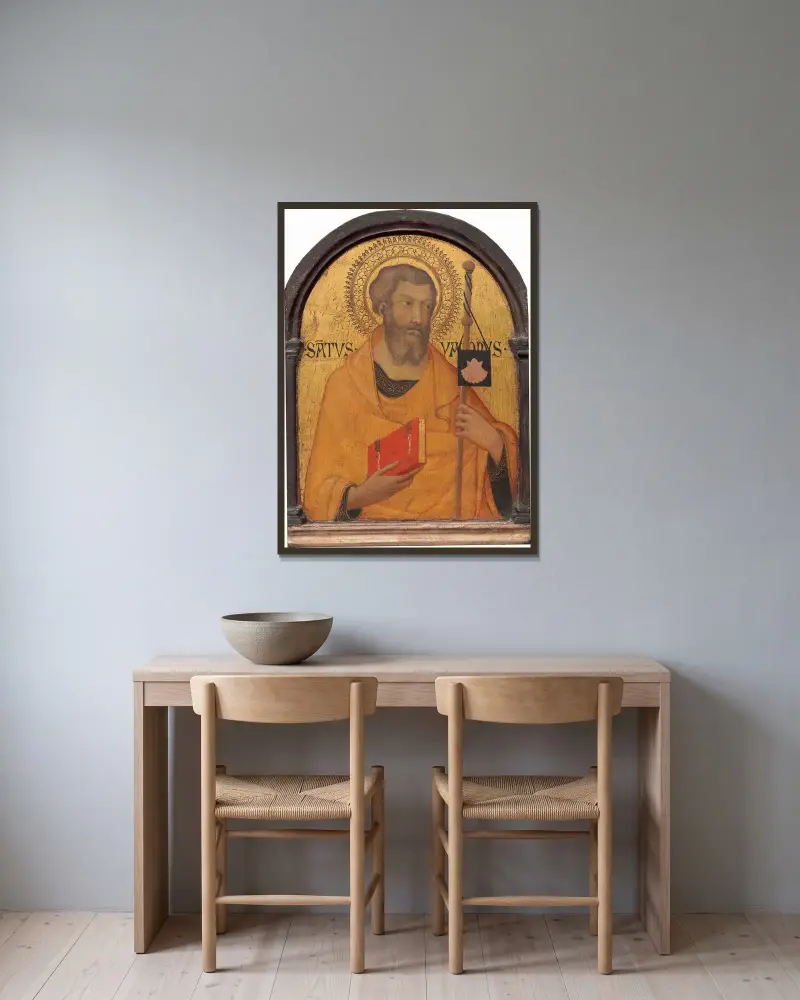 Sankt Jakob den äldre av Simone Martini inramad på en vägg