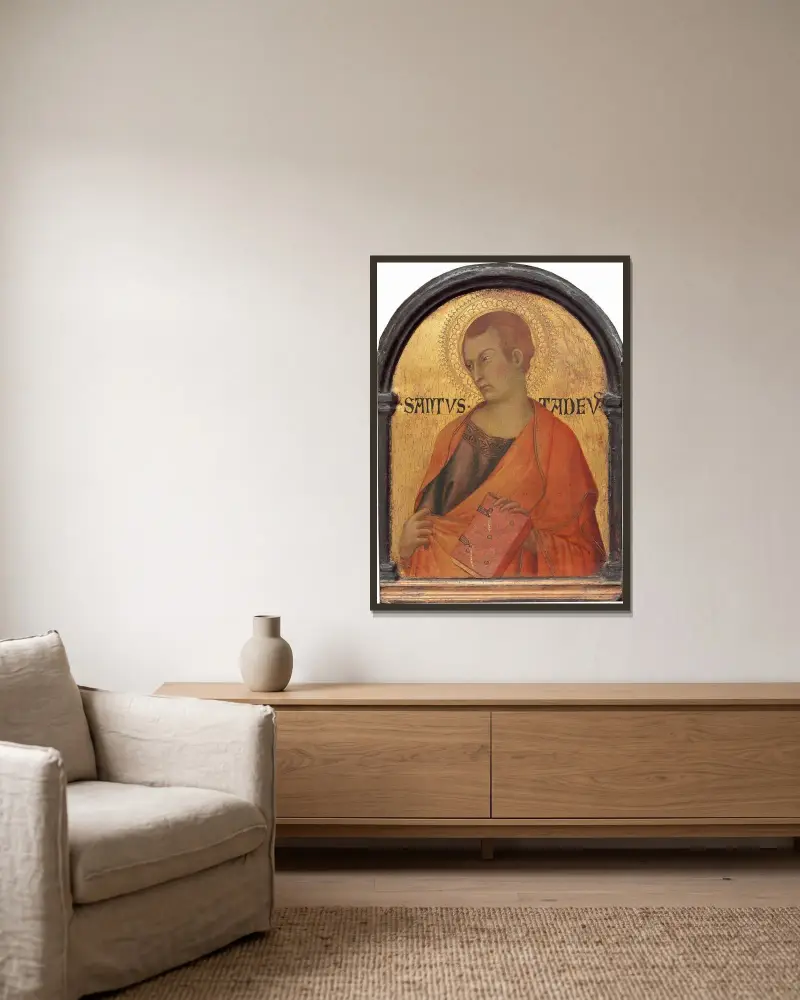 Saint Judas Thaddeus av Simone Martini inramad på en vägg