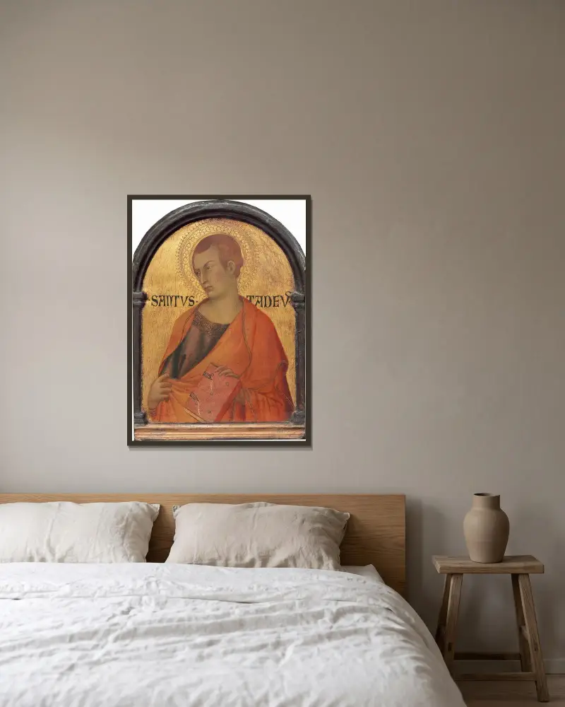 Saint Judas Thaddeus av Simone Martini inramad på en vägg