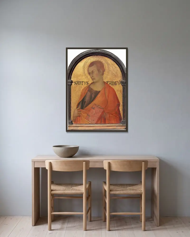 Saint Judas Thaddeus av Simone Martini inramad på en vägg