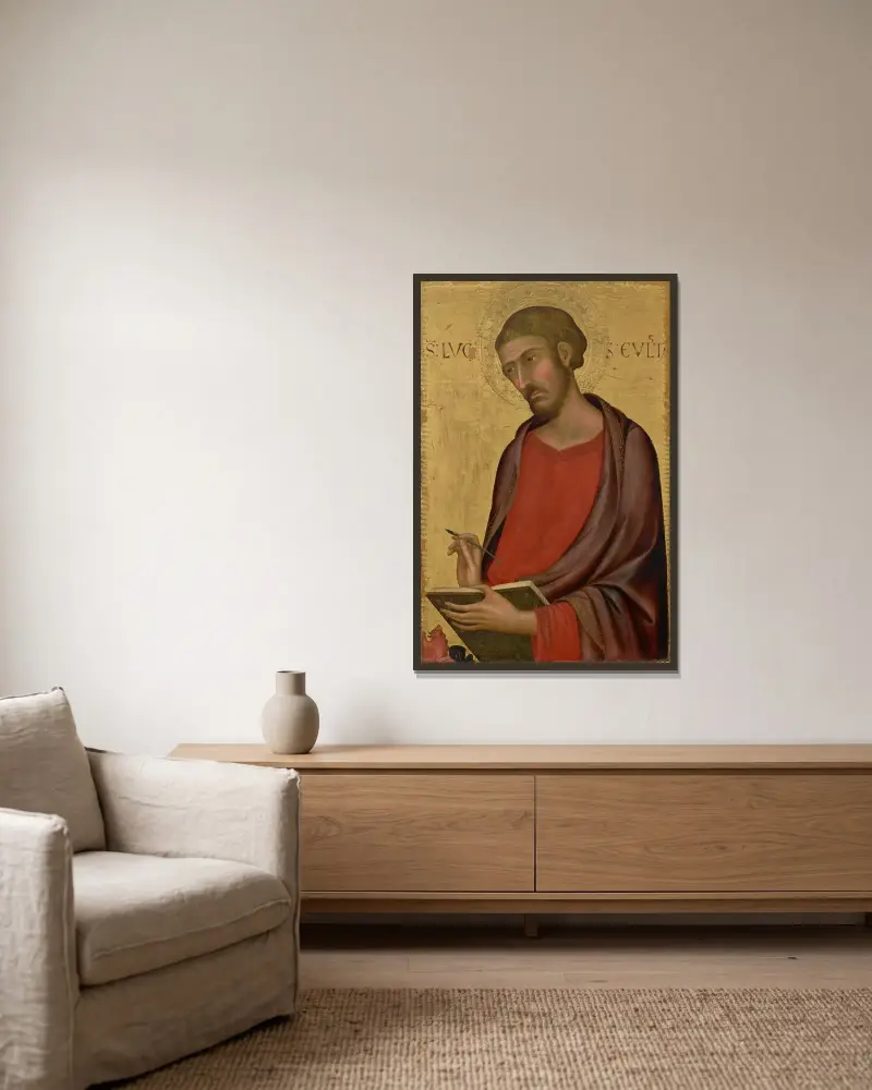Saint Luke av Simone Martini inramad på en vägg