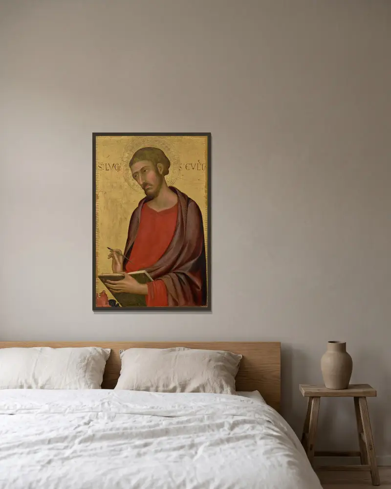 Saint Luke av Simone Martini inramad på en vägg